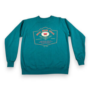 Vintage Real Jeans Wear Sweater Adult MEDIUM Green Sweatshirt Pioneer USA 90s